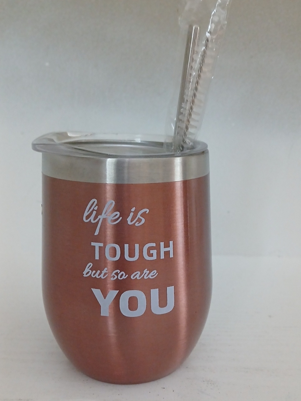 Rose Gold Insulated Stemless Tumbler - Life Is Tough Design